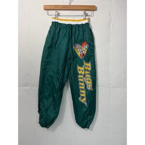 Vintage 1997 Bugs Bunny Looney Tunes Green Windbreaker Jogger Pants Size 8